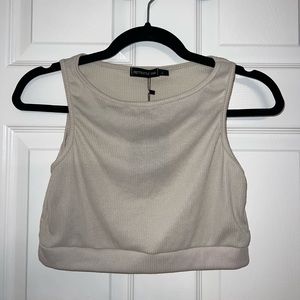 PrettyLittleThing Beige Crop Top | Size: L